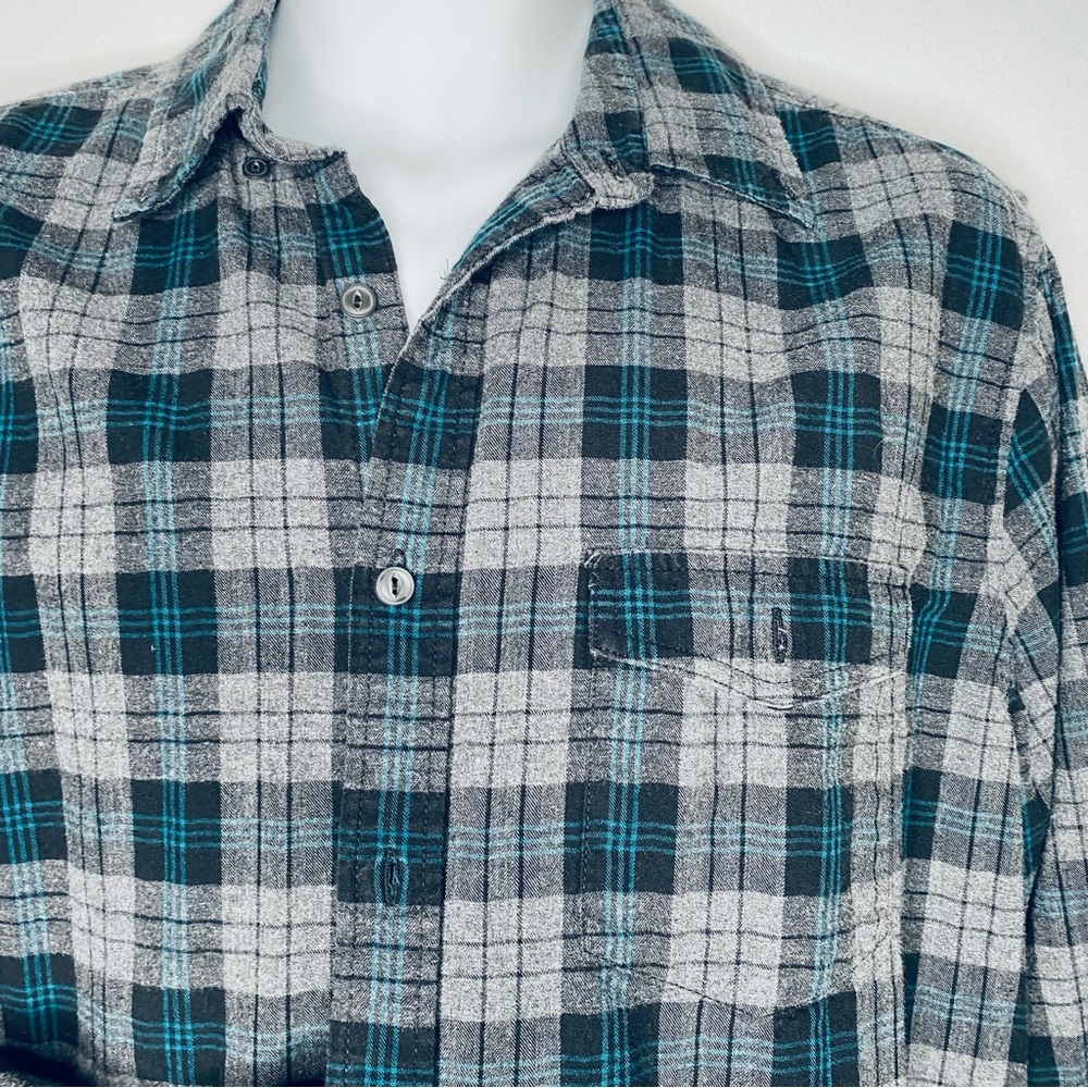 American Eagle Outfitters vtg Men’s plaid flannel CPO button shirt gray large